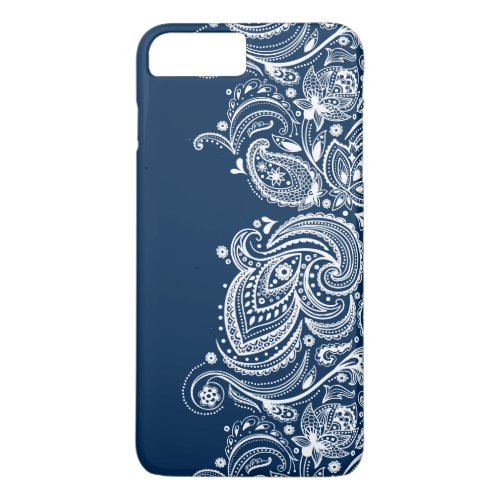 Swirly White Lace On Changeable Blue Background iPhone 8 Plus7 Plus Case