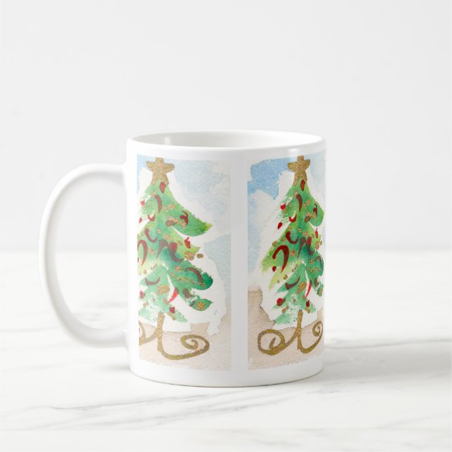 Swirly Xmas Tree Coffee Mug (Left)
