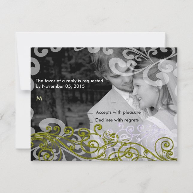Swirly Your Photo Wedding Reponse Card (Front)
