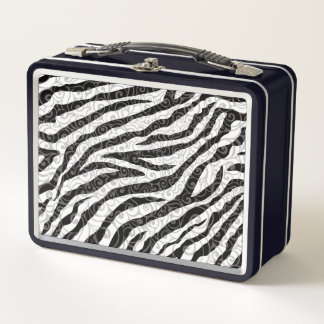 Swirly Zebra Pattern Metal Lunch Box