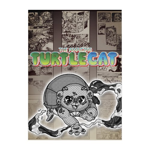 Swish_a_wssshh Actiony Turtlecat Manga Toned Acrylic Print