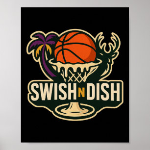 Swish N Dish Show Sketll Hoops Ice Cream Poster