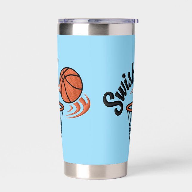 Swish Slam Dunk: Vintage Basketball Style Insulated Tumbler (Left)