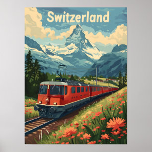 Swiss Alpine Railroad Journey Poster