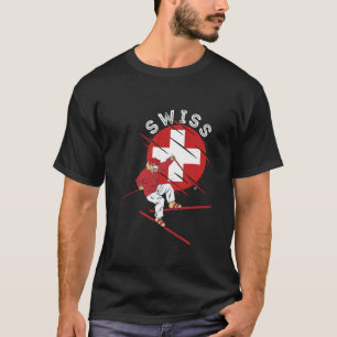 Swiss Alpine Skiing Schweiz Roots Switzerland Flag T-Shirt