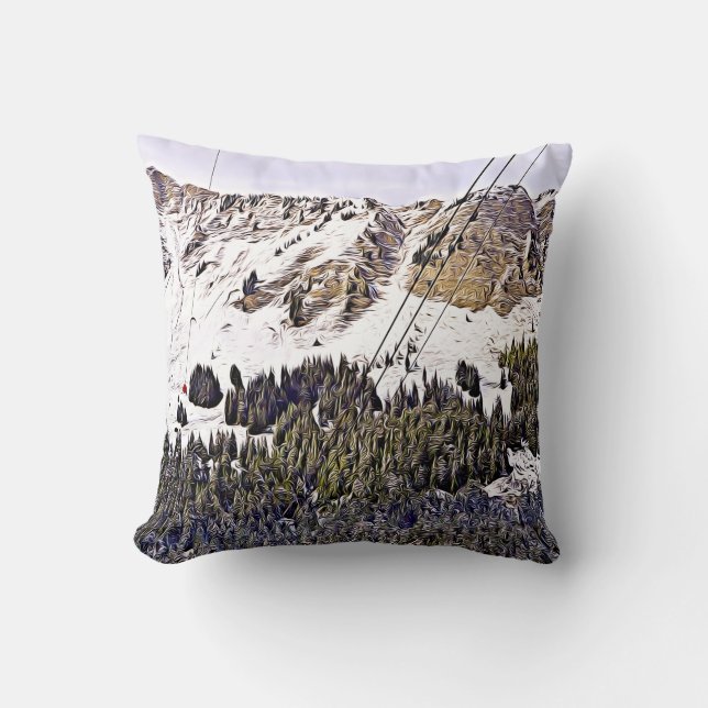 Swiss Alps Cable Car Throw Pillow (Front)