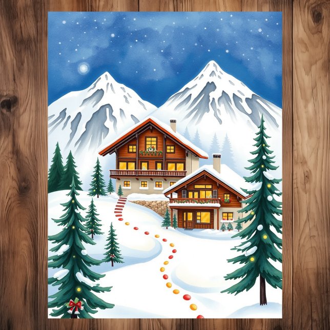 Swiss Alps Chalet Winter Mountain Travel Postcard (Swiss Alps Chalet Winter Mountain Travel Postcard
)