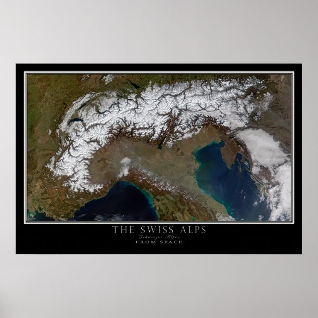 Swiss Alps From Space Poster (Front)