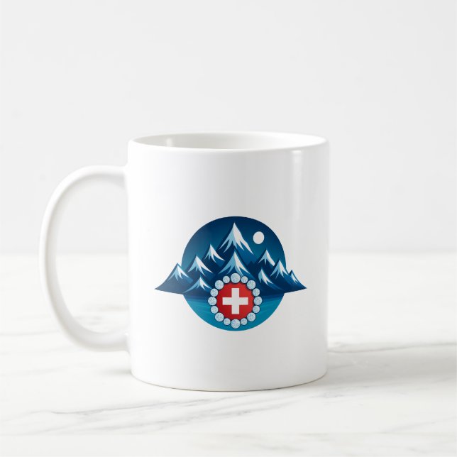 Swiss Alps Illustration Coffee Mug (Left)