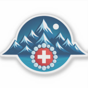 Swiss Alps Illustration Sticker