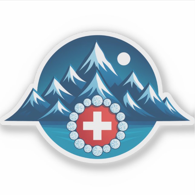 Swiss Alps Illustration Sticker (Front)