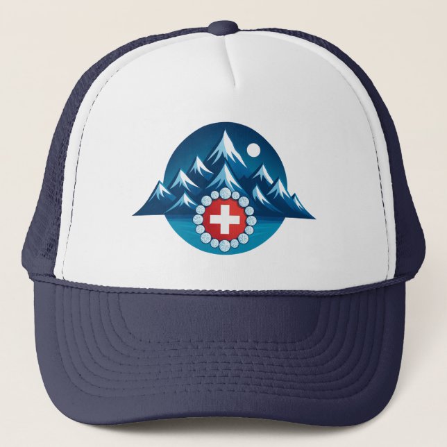 Swiss Alps Illustration Trucker Hat (Front)