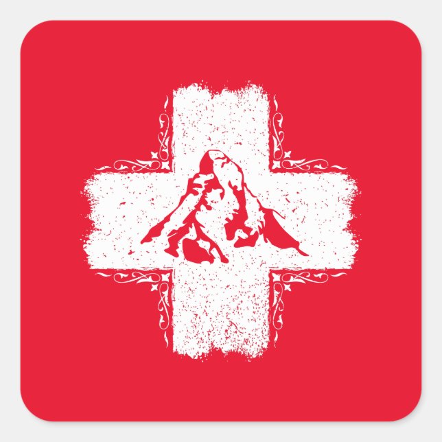 Swiss Alps Matterhorn - Switzerland  Square Sticker (Front)