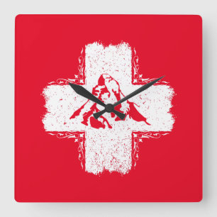 Swiss Alps Matterhorn - Switzerland Square Wall Clock