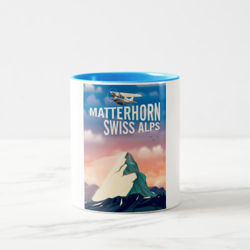 Swiss Alps Matterhorn travel poster Two_Tone Coffee Mug