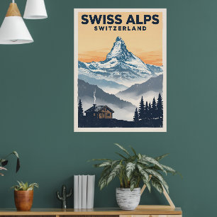Swiss Alps Matterhorn Vintage Poster