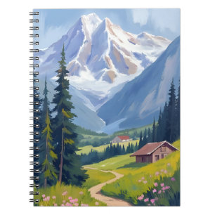 Swiss Alps Mountain Hillside Switzerland Art Notebook