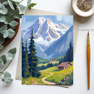 Swiss Alps Mountain Hillside Switzerland Card