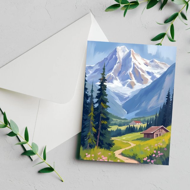 Swiss Alps Mountain Hillside Switzerland Card (Creator Uploaded)
