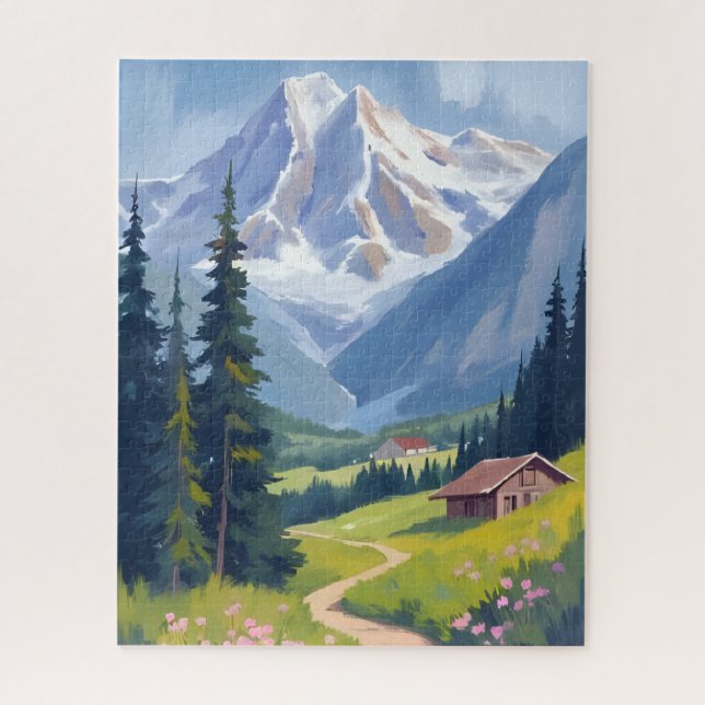 Swiss Alps Mountain Hillside Switzerland Travel Jigsaw Puzzle (Vertical)