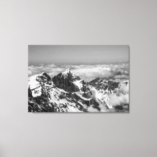 Swiss Alps Mountain Landscape Black and White Canvas Print