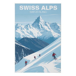Swiss Alps Skiing, Switzerland Travel Wall Art