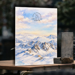 Swiss Alps - Switzerland Mountain   Watercolor  Postcard