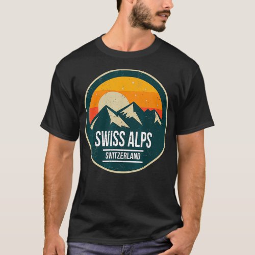 SWISS ALPS SWITZERLAND Vintage Mountain Sunset T_Shirt