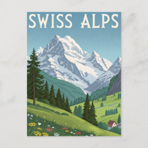 Swiss Alps Travel Postcard
