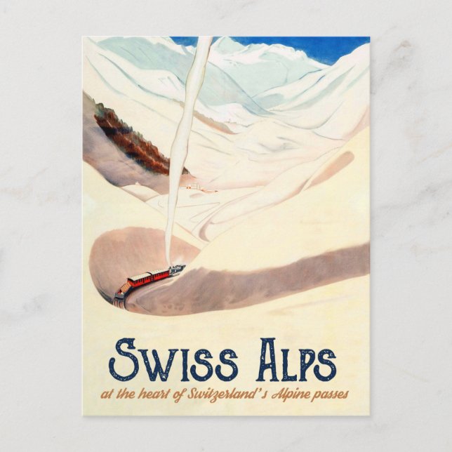 Swiss Alps, Vintage Travel Postcard (Front)