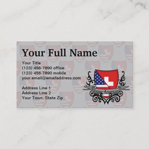 Customizable Swiss-American Shield Flag Business Cards