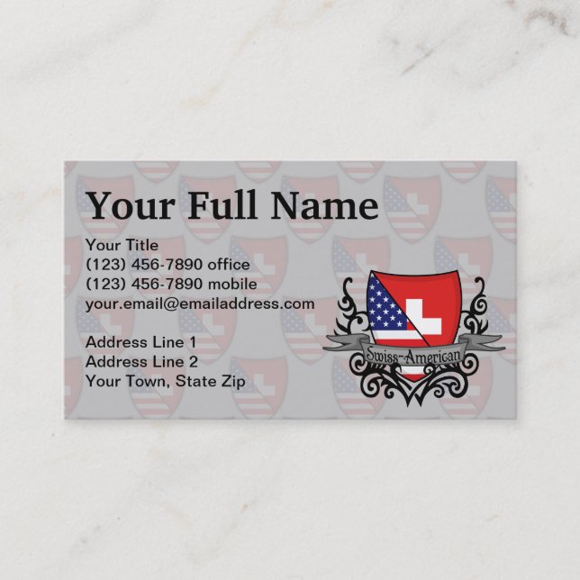 Swiss-American Shield Flag Business Card (Front)