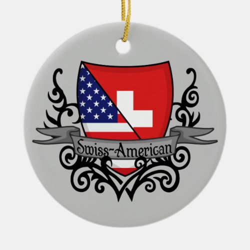 Swiss_American Shield Flag Ceramic Ornament