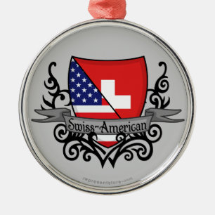 Swiss-American Shield Flag Metal Ornament