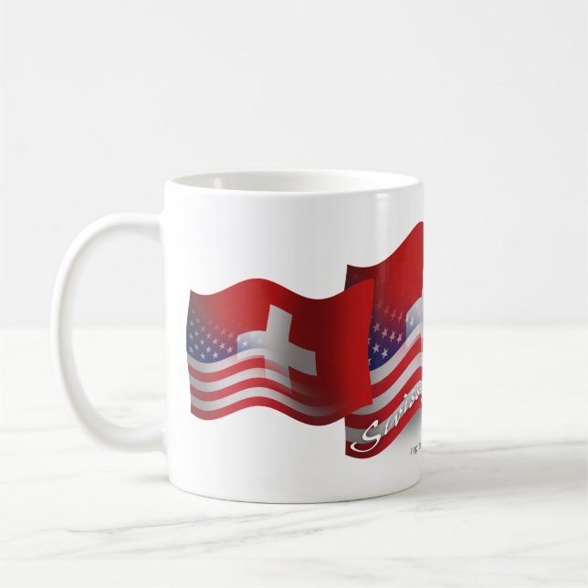 Swiss-American Waving Flag Coffee Mug (Left)