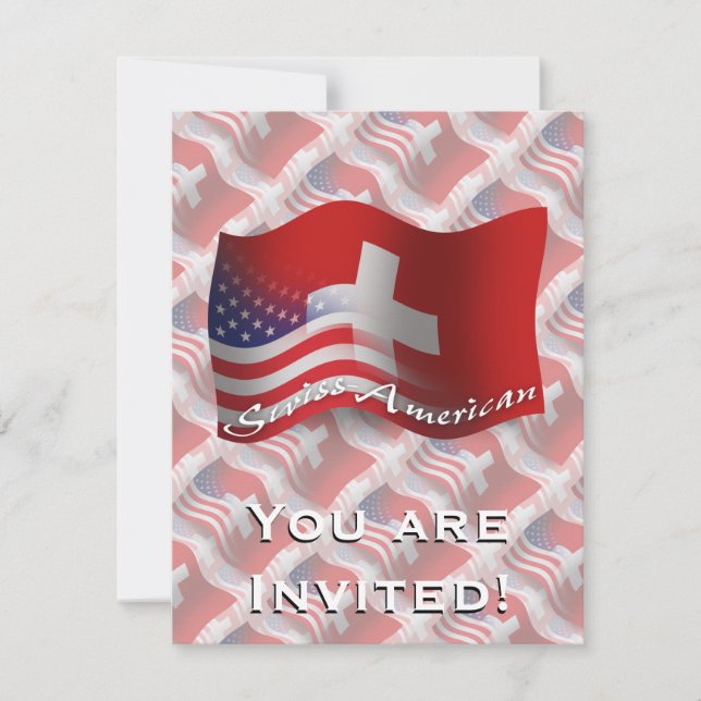 Swiss-American Waving Flag Invitation (Front)