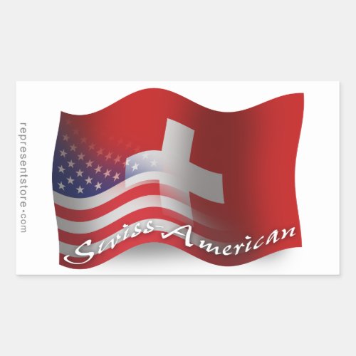 Swiss_American Waving Flag Rectangular Sticker