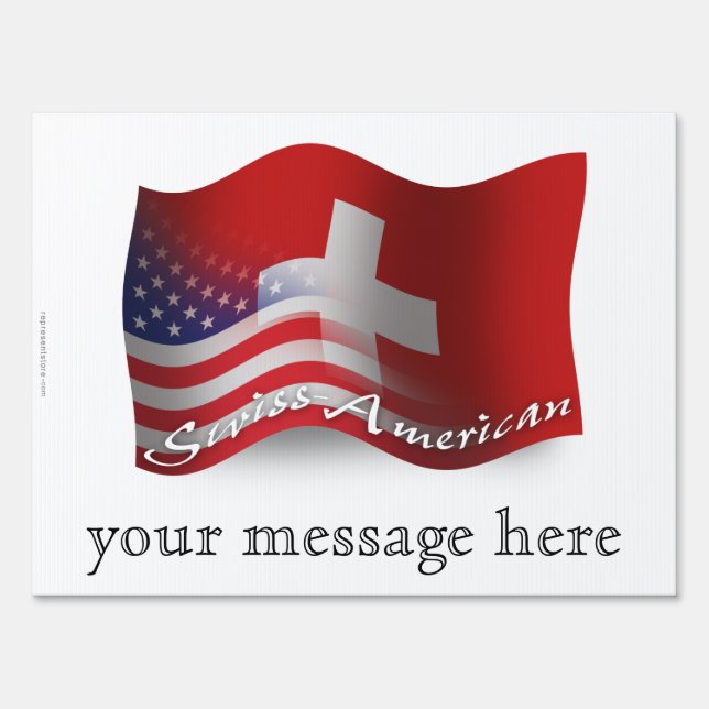 Swiss-American Waving Flag Yard Sign (Front)