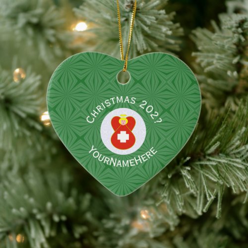 Swiss Angel Christmas Flag Personalized  Ceramic Ornament