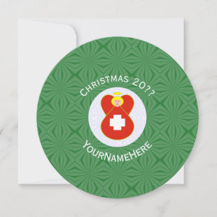 Swiss Angel Flag Christmas Personalize Round  Invitation