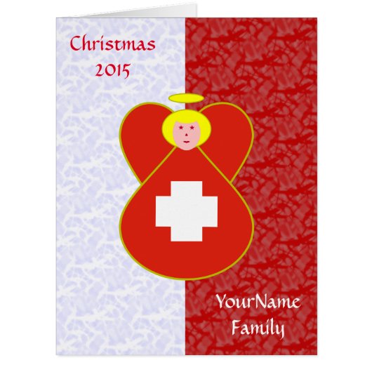 Swiss Angel Flag on Red and White Personalized  (Front)