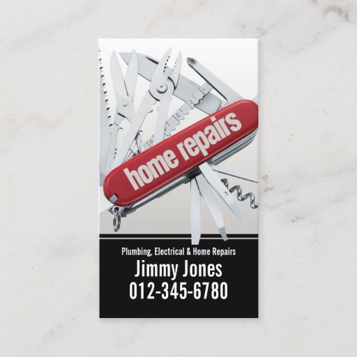 Customizable Swiss Army Knife Home Repairs White Business Card