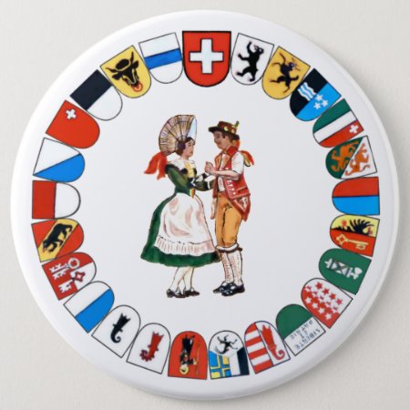 Swiss Cantons And Dancers Button