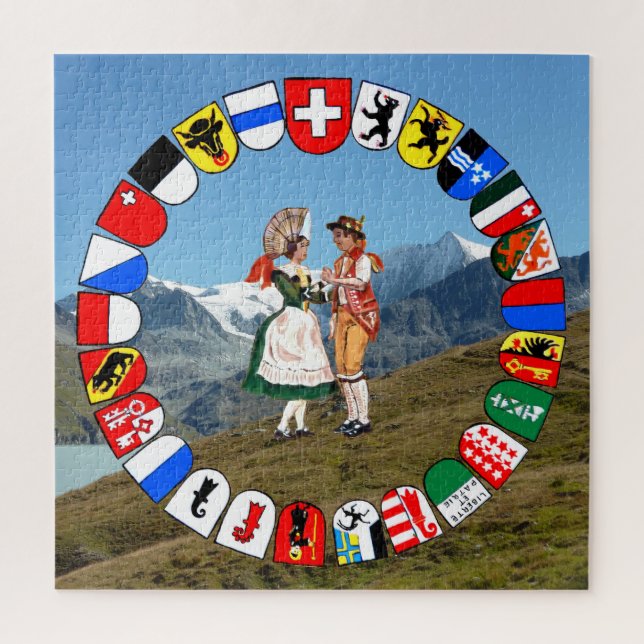 Swiss cantons and dancers jigsaw puzzle (Vertical)