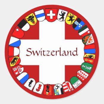 Swiss Cantons Classic Round Sticker by CoolCurves at Zazzle
