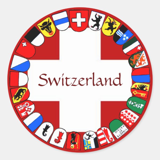 Swiss cantons classic round sticker (Front)