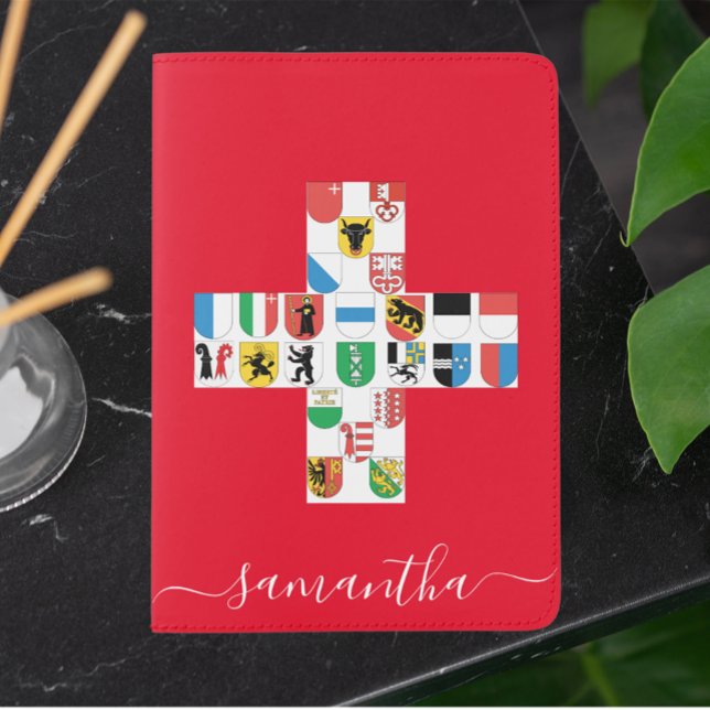 Swiss Cantons Coat of Arms on Swiss Flag Passport Holder (Creator Uploaded)