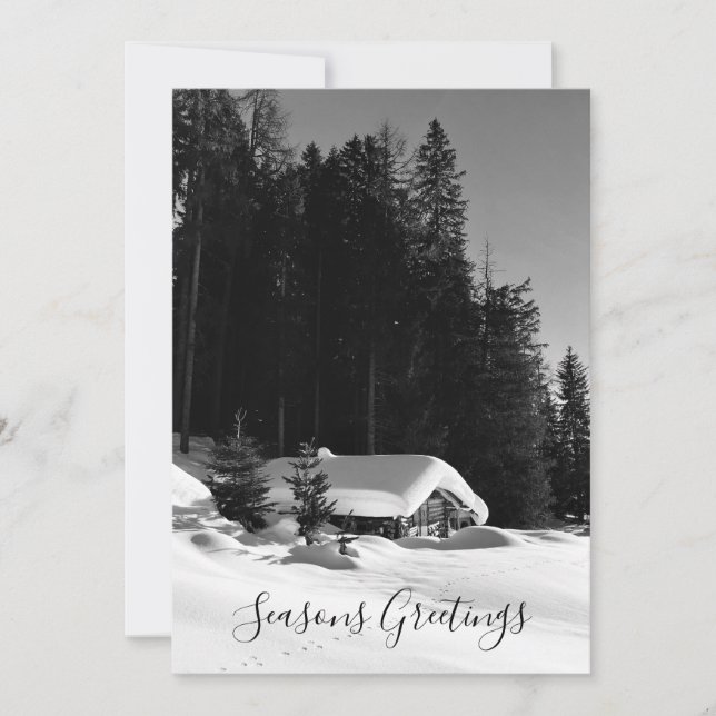 Swiss Chalet In The Snow Holiday Card (Front)