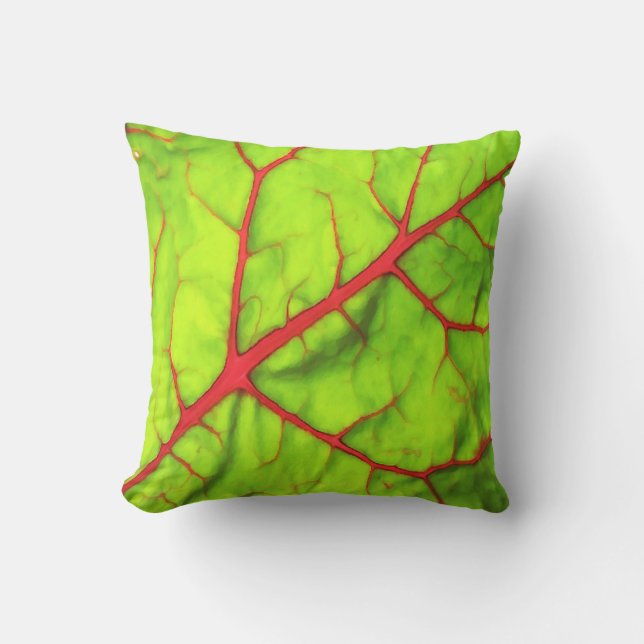 Swiss Chard Leaf Throw Pillow (Front)