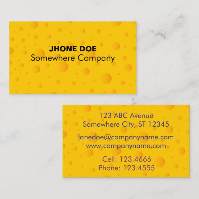 Swiss Cheese Cheezy Texture Pattern Business Card (Front/Back)